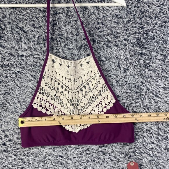 ARIZONA Halter Swim Bikini‎ Top Womens SZ M Crochet Coquette Fairy Ethereal NEW - Picture 4 of 8